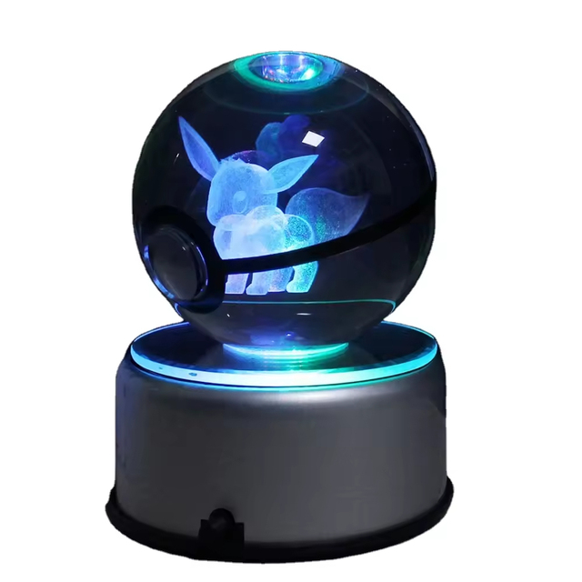Wholesale New Glass 5cm Ball Design Custom 3d Laser Engraving Led Light Figure Ball Custom Crystal POKE Ball