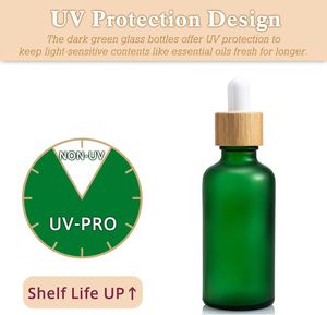 5ml-100ml Frosted Green/Blue/Amber/Clear Glass <b>Dropper</b> <b>Bottles</b> Bamboo Lids for Essential Oil Skin Care Serum Cream Eye Drop - Product Image 3