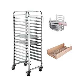 Kustom Dapat Dilepas Stainless Steel Bakery Troli Nampan Kue Pan Roti Proofer Troli Keranjang Burger Bun Tray Troli