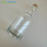 Serigrafía personalizada botella de vidrio de 350ml con corcho de goma de madera para fruta arroz vino jugo jarabe licor helado té frío whisky