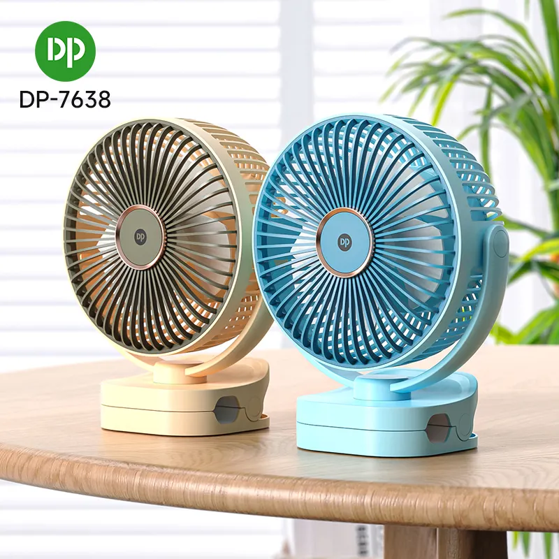 DP New Arrivals Office Room Outdoor Camping USB 18650 Rechargeable Adjustable Clip Mini Desk Table Fan