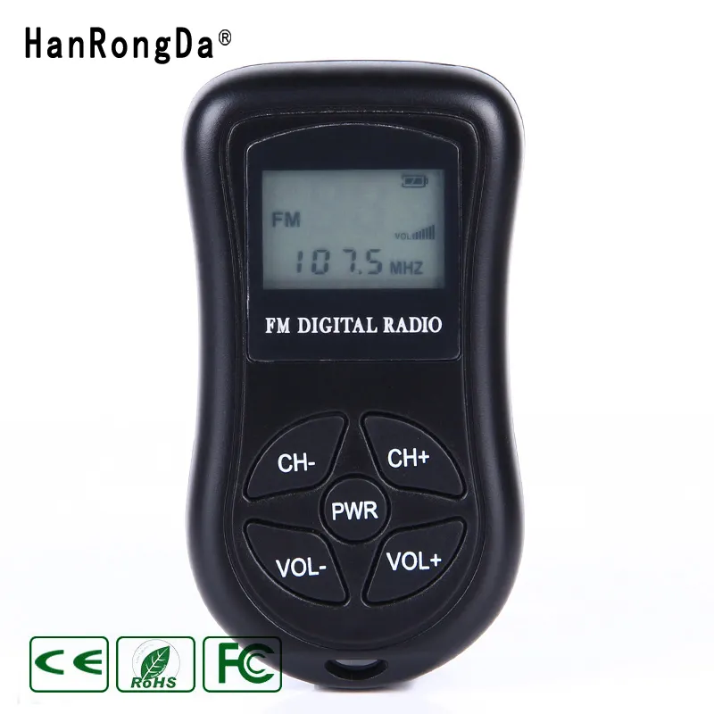 HanRongDa Digital Mini Fm Radio Receiver With Earphone And Lcd Display For Translation