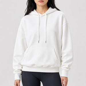 Sudadera con Capucha Extra Grande para Mujer, Color Sólido, Felpa de Algodón, Bolsillo Frontal, Largo Regular, Modelo Phoenix para Otoño - Product Image 4