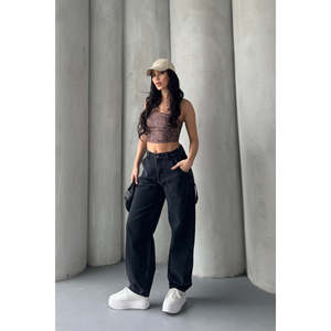 Pantalon de costume pour femme avec pochette, style baggy, jean confortable pour tous les jours - Product Image 5
