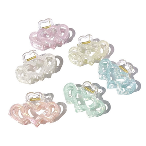 Tres pinzas para el cabello con forma de corazón, 9 cm, de plástico transparente, estilo dulce, para mujeres y niñas, accesorio de moda - Product Image 1