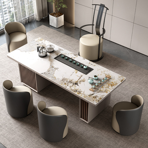 Chất Lượng Cao Trung Quốc Phong Cách Văn Phòng Bằng Gỗ Bàn Cà Phê Đặt Cocktail Đá Cẩm Thạch Bàn Và Ghế Cho Cà Phê Cửa Hàng - Product Image 4