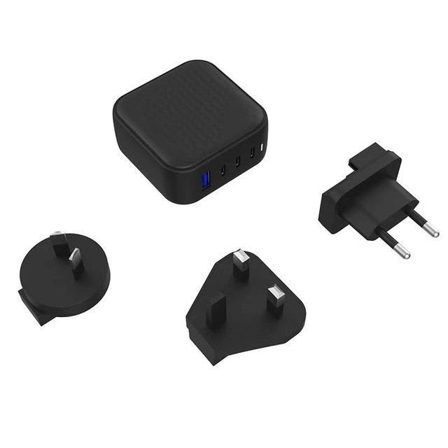 2026 Universal EU/US/AU/KR/UK Plug Changeable 100W Mini GaN Travel Adapter 4 USB Ports QC3.0 PD Type C Fast Charger