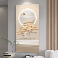 Tableau décoratif mural 3D gravé, style minimaliste moderne, thème paysage de luxe léger, pour salle à manger et entrée, motif 'Rising Day Day'