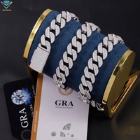 Chaîne cubaine en argent massif 925 Yu Ying avec moissanite VVS, collier et bracelets tendance hip-hop pour hommes