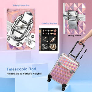 <span class=keywords><strong>Valise</strong></span> de Maquillage Professionnelle à Roulettes avec Plateaux, Mallette de Voyage pour Maquillage, Organisateur en Aluminium, Vanity <span class=keywords><strong>Trolley</strong></span> Bagage - Product Image 5