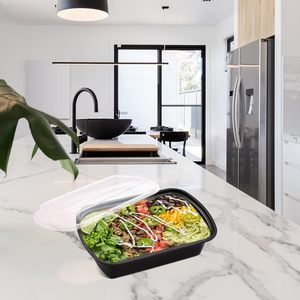 Contenants alimentaires jetables en PP de qualité alimentaire sans BPA, rectangulaires, micro-ondables, avec couvercle transparent, pour emporter, 500 ml, 650 ml - Product Image 2
