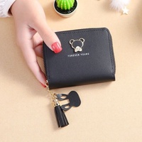 Dompet koin ritsleting wanita terlaris Dompet Clutch pendek Matte antik Solid