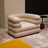 Fauteuil de salon de luxe moderne, chaise longue individuelle de villa de luxe léger, canapé modulaire en tissu velours