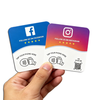 Carte de paiement sans contact NFC avec puce NTAG215 13,56 MHz, code QR URL programmable, étanche, avec étiquette adhésive au dos