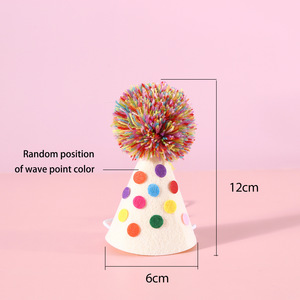 हैप्पी बर्थडे पालतू जानवर सेट कैट कुत्ते टास्सेल बाइब पोलका डॉट बॉल हैट, पार्टी सजावट के लिए गर्मियों के मौसम में पॉलिएस्टर कपड़े से बने - Product Image 3