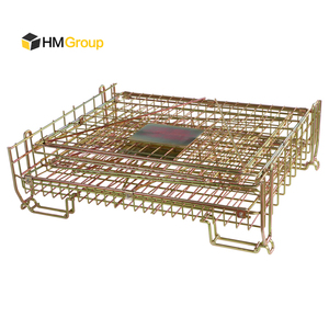 حاوية تخزين معدنية قابلة للتكديس وقابلة للطي لتوفير المساحة، مصنوعة من شبكة سلكية لتكديس قوالب زجاجات البلاستيك PET - Product Image 5