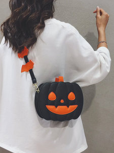 Sac à bandoulière/bandoulière croisée pour femme en PU avec fermeture éclair, motif citrouille d'Halloween, amusant et personnalisé, doublure en polyester, nouveau design de niche 2026 - Product Image 5