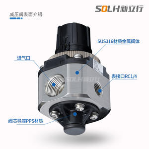 Vanne de réduction de pression de type salle blanche SRH4100-04/SRH4110-04/SRH4010-04, structure de contrôle d'angle pour les fluides aqueux et gazeux - Product Image 2