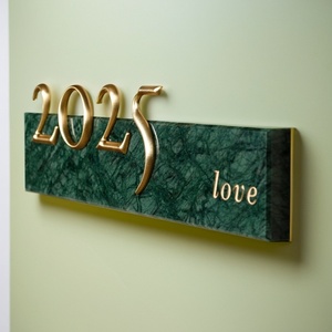 Plaque d'immatriculation moderne et élégante en métal, laiton, finition marbrée émeraude, panneau de porte durable pour hôtels, panneau publicitaire - Product Image 4