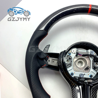 Volant en fibre de carbone pour BMW M3 G80 G82, cuir perforé, logo tricolore, surpiqûres personnalisées, amélioration sportive de course