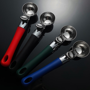 Cuillère à glace en acier inoxydable 304, type à pression manuelle, pour desserts et fruits, avec poignée confortable, rouge, bleu, vert, noir - Product Image 1