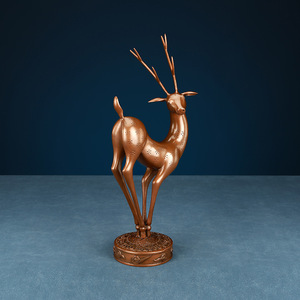 Figurine de cerf en bronze Copper World, faite à la main, décoration pour salon et bureau, cadeau de pendaison de crémaillère - Product Image 3
