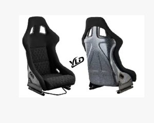 Siège baquet de course YLD personnalisé en fibre de verre avec <span class=keywords><strong>patchwork</strong></span> en daim et surpiqûres noires - Product Image 5