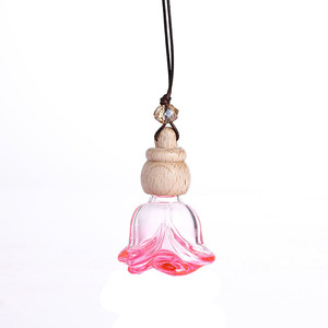 Custom Personalized Hanging Empty Rose Flower Shape Car Perfume Glass Bottle Fragrance <b>Aroma</b> <b>Diffuser</b> - Product Image 4