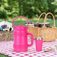 Juego de 2 piezas de Yerba Mate aislado de acero inoxidable de 50Oz y 5oz, juego de jarra de botella de agua al vacío grande con pajita de mango para viajes de Camping
