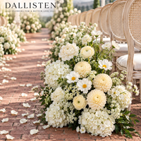 Instalasi Bunga Pernikahan Dahlia Hydrangea Putih Dallisten, Rangkaian Bunga Palsu untuk Latar Belakang Pengantin, Dekorasi Acara
