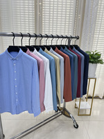 Kemeja Pria 100% Katun Oxford Kerah Kancing Lengan Panjang Warna Solid Kasual Regular Fit untuk Logo Kustom OEM ODM