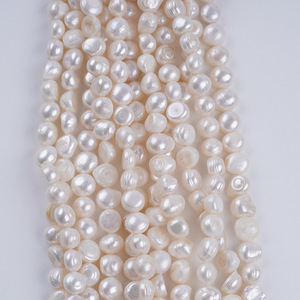 Vente en gros de perles d'eau douce naturelles blanches de 8-9 mm, forme baroque, 18 cm, pour bracelet DIY, bijoux, trou horizontal double face - Product Image 2