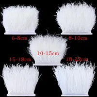 En gros 15-20cm Moelleux Blanc Plume D'autruche Frange Garniture pour Vêtement À Coudre Carnaval Costume Chapeau DIY Artisanat Fête De Mariage