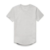 T-shirts pour hommes à coupe classique et ourlet arrondi, extensibles dans les quatre sens, col en V, en coton, polyester et élasthanne, à manches courtes, à prix avantageux