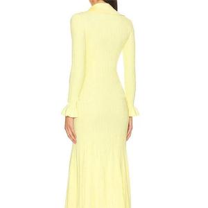 Robe longue en tricot à boutonnage simple, élégante et raffinée, pour femme <span class=keywords><strong>mature</strong></span>, de marque de mode automne-hiver - Product Image 5