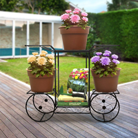 Support à plantes en métal à 6 niveaux de style parisien vintage, étagère à fleurs multi-niveaux avec roulettes pour la décoration intérieure, balcon, jardin