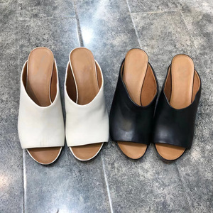 Sandalias de cuña gruesa de cuero con tacón alto antideslizantes para mujer, estilo peep-toe, colección verano 2023 - Product Image 3