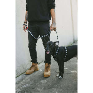 สายจูงสุนัขลายขาวดำ รุ่น Skull Leash 2.0 หัวเข็มขัดสีแดง - Product Image 3