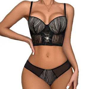 French sexy bra with gathered straps for versatile slimming, lace for outer wear and inner wear underwear wholesale and direct s