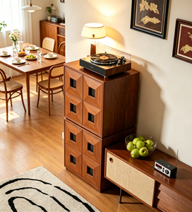 Mueble de Almacenamiento Moderno de Mediados de Siglo con Puertas de Madera para Sala de Estar - Product Image 1