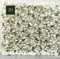 Elegante 8FTX8FT Weiß-Rosa Seidenblumenwand Simulierte Rosenwand für Heim und Party