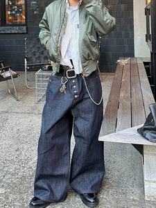 Jeans <span class=keywords><strong>Original</strong></span> Cow pour hommes et femmes, pantalon Stereo Machete avec motif patchwork, denim délavé moyen, jeans baggy noirs pour hommes - Product Image 3