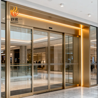 Puerta de Entrada Automática con Sensor, de Aluminio con Aislamiento Térmico, de Lujo y Ahorro de Energía, para Edificios de Oficinas de Alta Gama