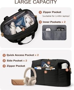 Bolsa de <span class=keywords><strong>Viaje</strong></span> Ligera para <span class=keywords><strong>Mujer</strong></span>, Tipo Duffel, con Cierre de Cremallera, Material de Poliéster, Tamaño M, para Fin de Semana o Viajes Cortos - Product Image 3