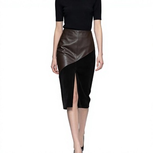 <b>Women's</b> High Waist Faux Leather Mini <b>Skirt</b> A Line Solid Zipper Pocket <b>Pencil</b> <b>Skirt</b> - Product Image 4