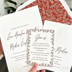 Carte d'invitation de mariage personnalisée avec texture gaufrée, enveloppe blanche, motif estampé à chaud, couverture rigide, reliure parfaite, affiche - Product Image 1