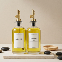 Ensemble de bouteilles en verre cristal blanc de 350 ml et 500 ml pour huile et vinaigre, distributeur de sirop de café, bouteille en verre avec boîte