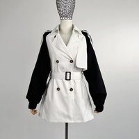 Gabardina de Mujer a la Moda, Bicolor, con Doble Botonadura y Cinturón, Estilo Urbano y Moderno
