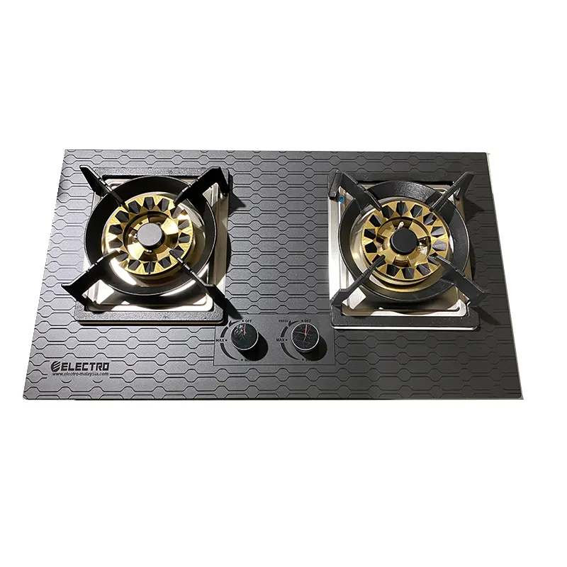 Hole Selling Marble Build in Gas Stove Double Burner Top Quality Marble Pan Support Iron Cap