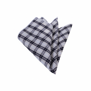 ผ้าเช็ดหน้าคอกระเป๋าลายสก๊อตสีดำสีเบจ - Product Image 2